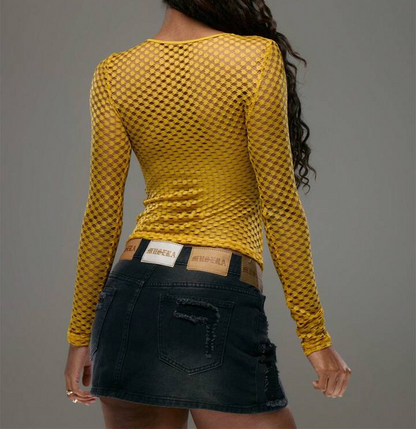 Long Sleeve Mesh Sexy Women's Top