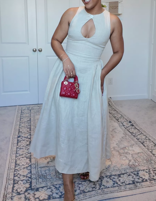 Elegant Sexy Buttoned Linen Dress