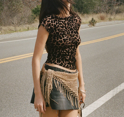 Sexy Top in Flock Mesh Rar Leopard