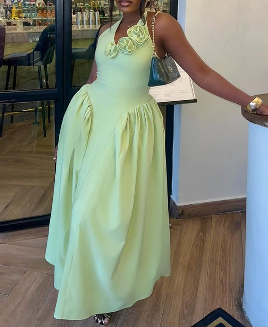 Elegant Rose Sleeveless Maxi Dress