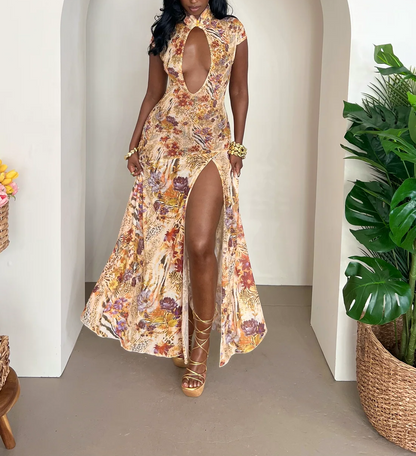 Sexy Printed Split Dress