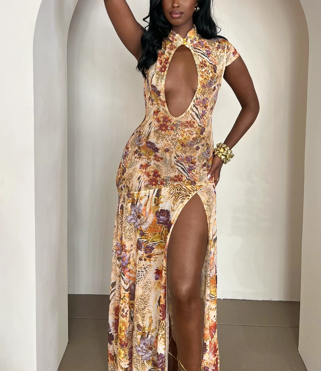Sexy Printed Split Dress
