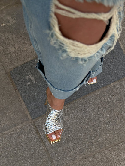 Elegant Silver High Heels