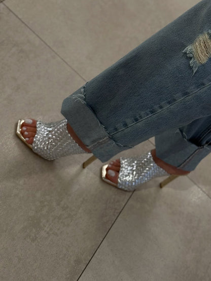 Elegant Silver High Heels