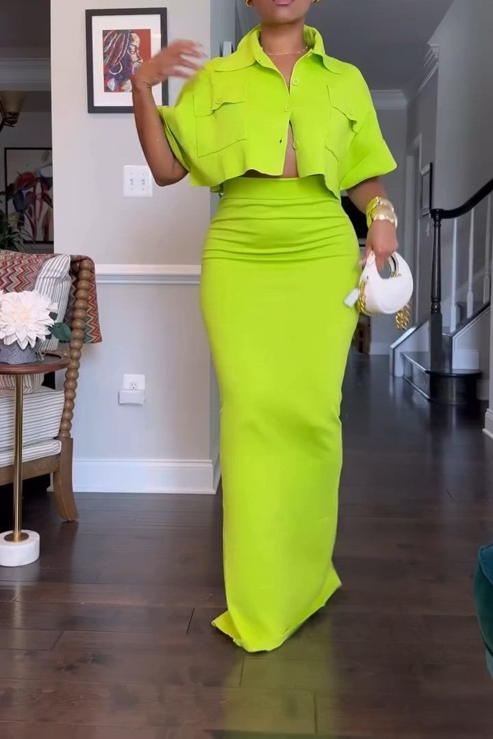 Solid Color Casual Knit Two Piece Set