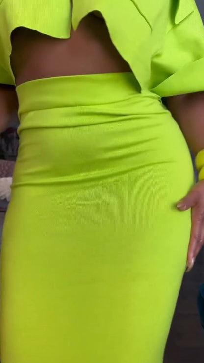 Solid Color Casual Knit Two Piece Set