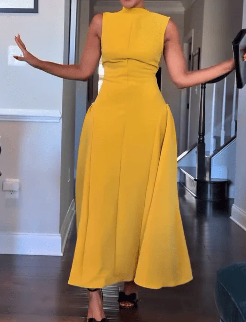 Round Neck Sleeveless Irregular Hem Midi Dress