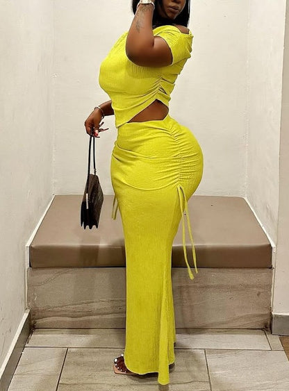 Pleated Fishtail Skirt Suit