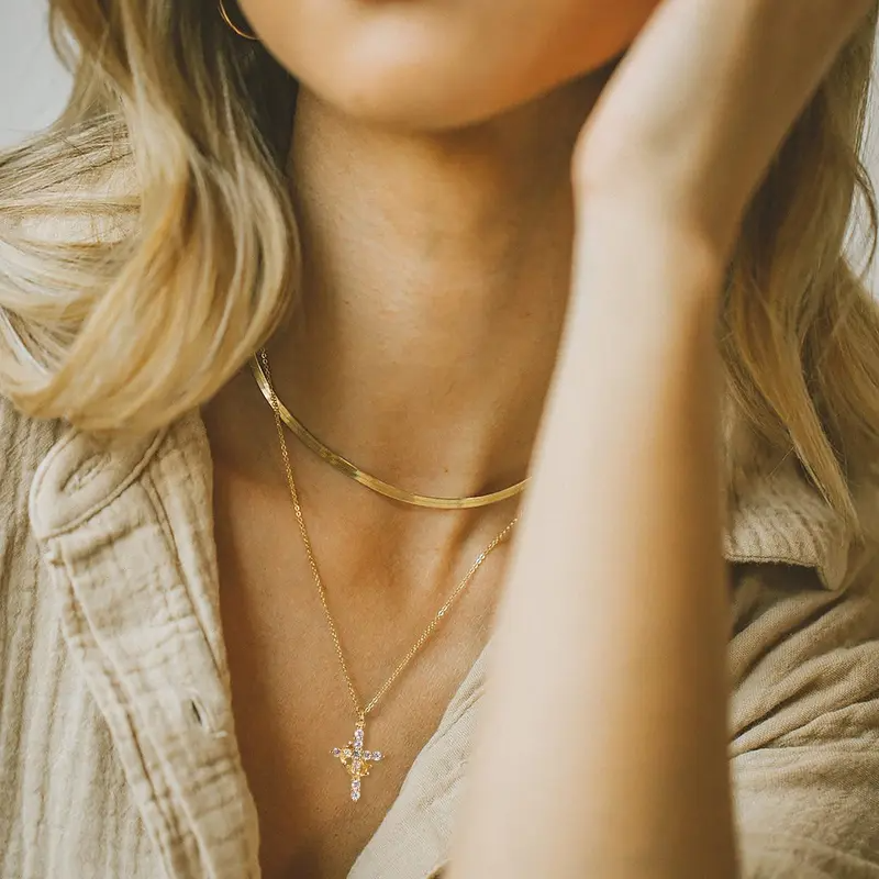 Crown Cross Necklace for Daily Party Clothing
