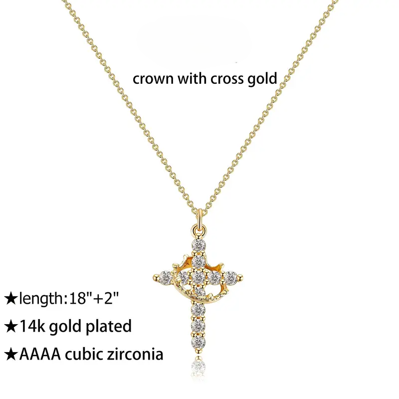 Crown Cross Necklace for Daily Party Clothing