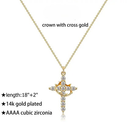 Crown Cross Necklace for Daily Party Clothing