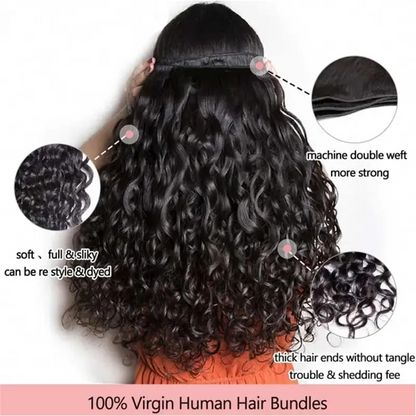 Water Wave Bundles Human Hair  14-28 Inches Bundles Double Weft Bundles Natural Blac