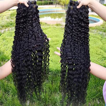 Water Wave Bundles Human Hair  14-28 Inches Bundles Double Weft Bundles Natural Blac