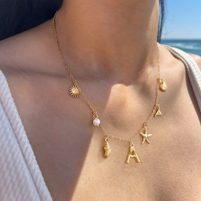 Customizable letters Gold  Necklace for Women 14K Gold Plated Boho