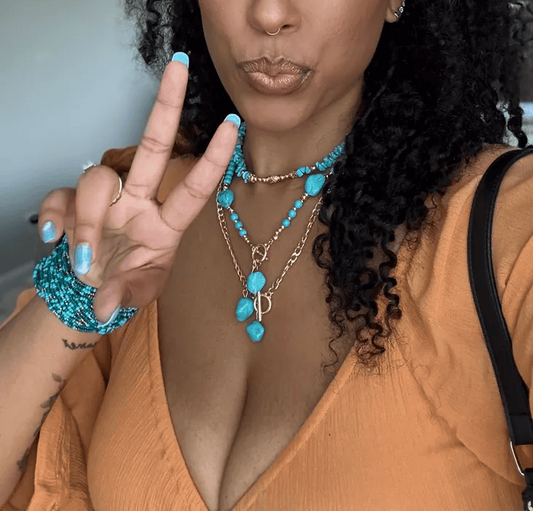 Bohemian Style Beaded Turquoise Pendant Necklace