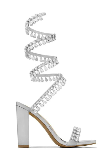 Ankle wrap rhinestone high heel