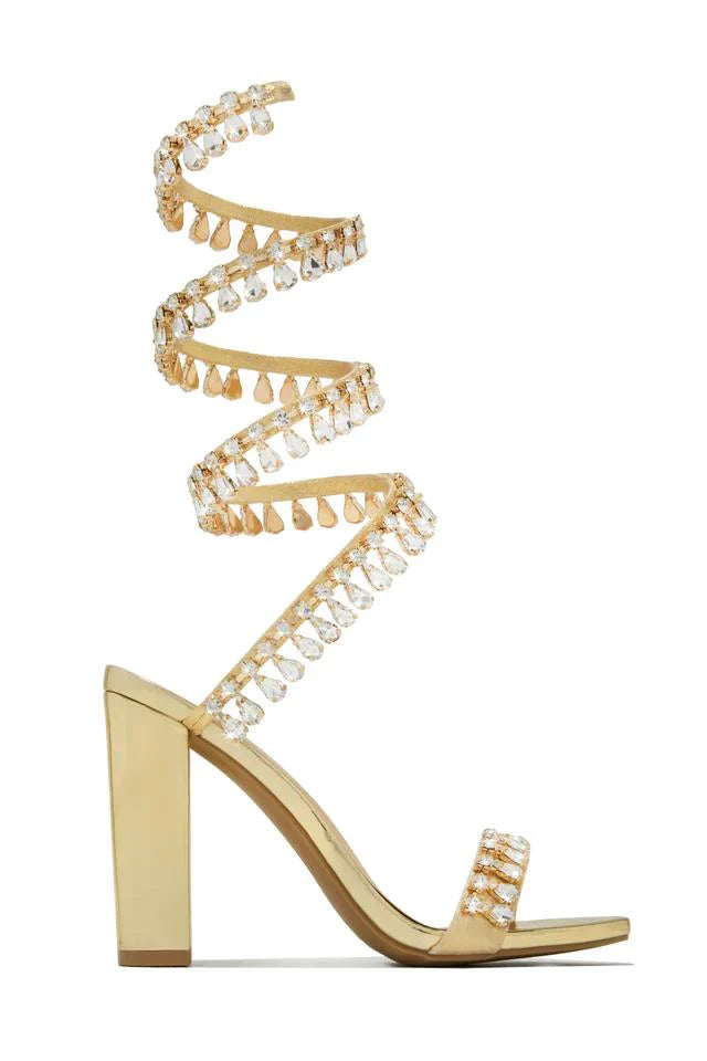Ankle wrap rhinestone high heel