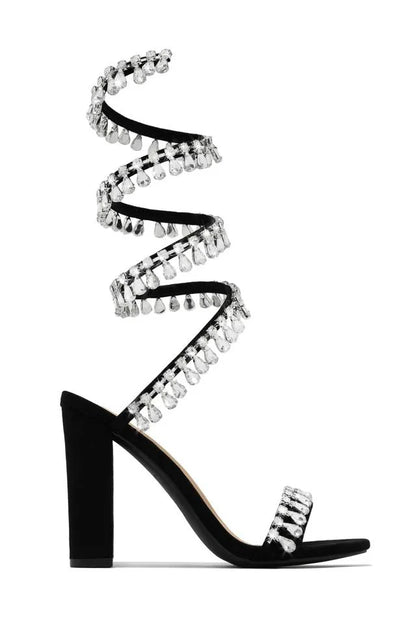 Ankle wrap rhinestone high heel