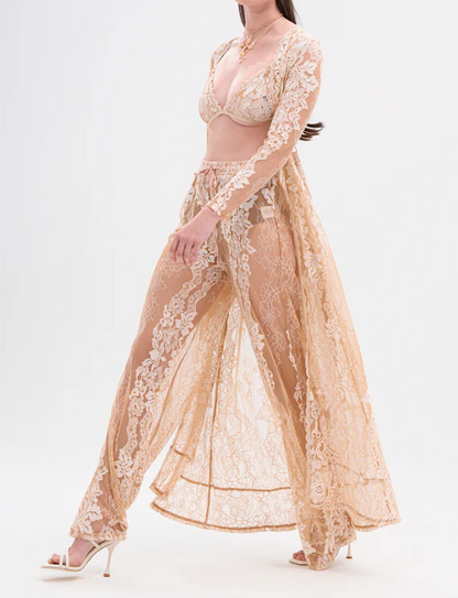 White Lace and Tulle 3-Piece Set