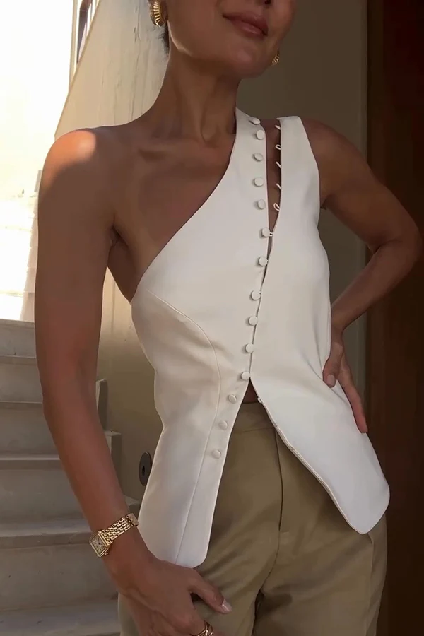 Asymmetric  Button Casual Vest