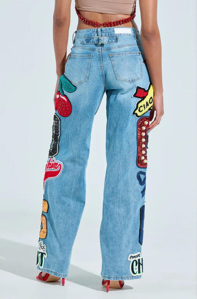 Check It Out Oversized Patch Jeans