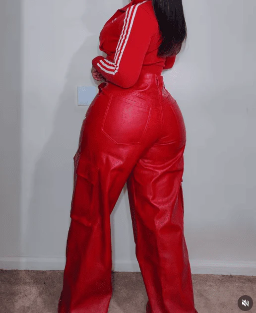 Vintage Faux Leather Jacket Long Pants Two Piece Set