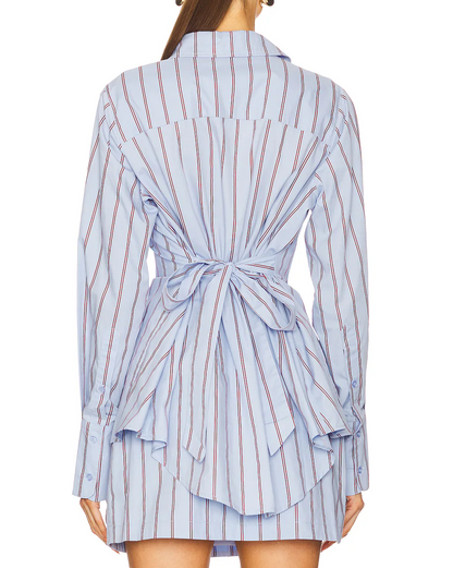 Waist Striped Shirt + Short Skirt Set