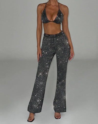 Oversized Blazer Three Piece Set - Silver Sparkle