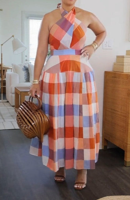 Multicolor Plaid Sleeveless Dress