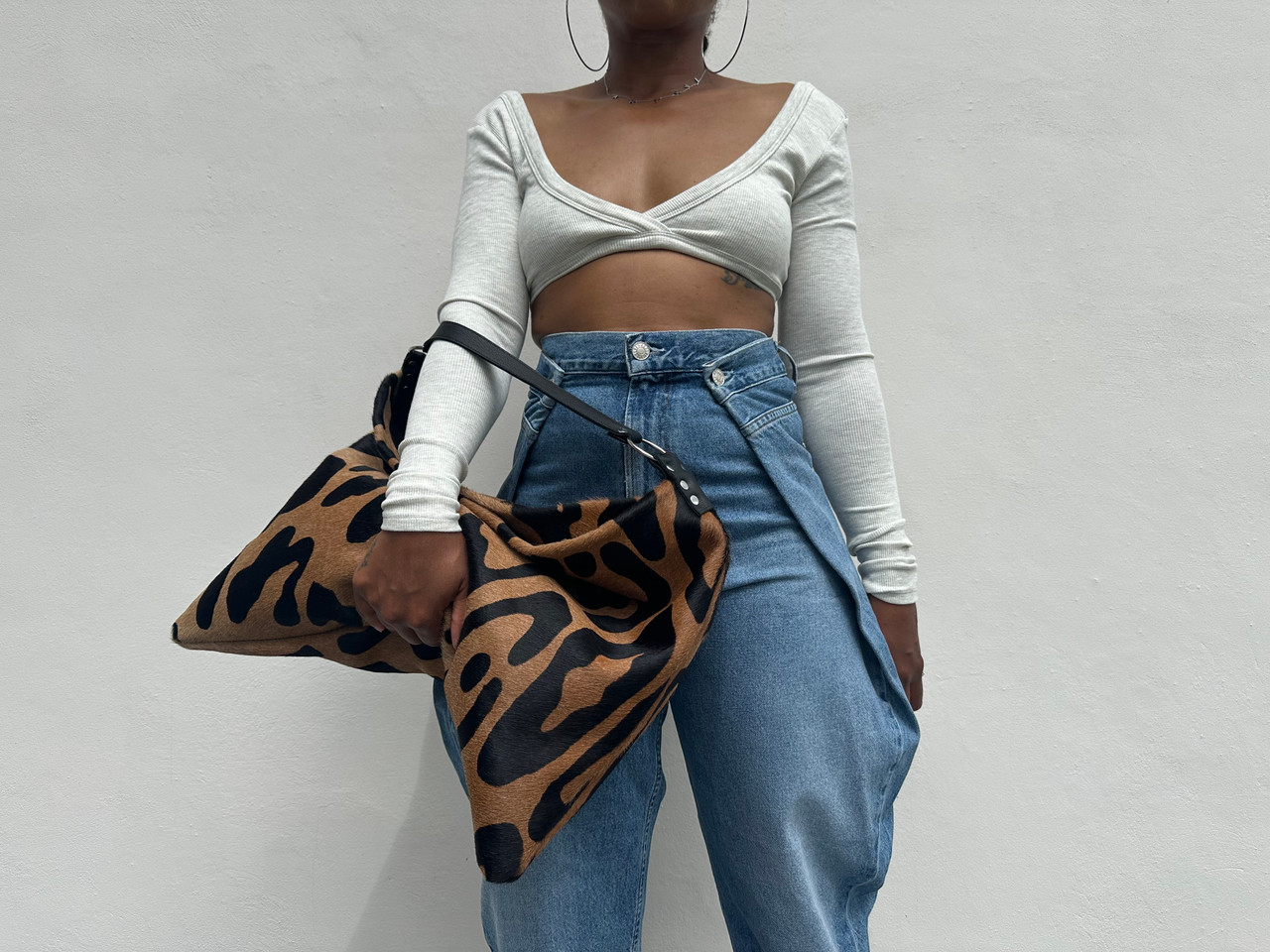 Leopard print bag with large capacity