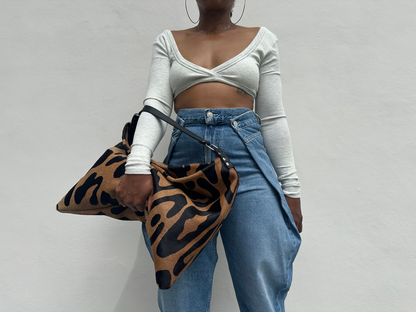 Leopard print bag with large capacity