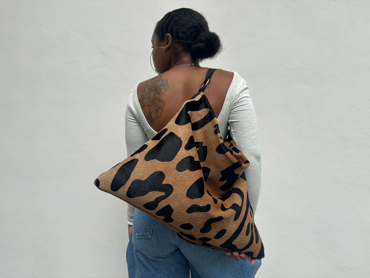 Leopard print bag with large capacity