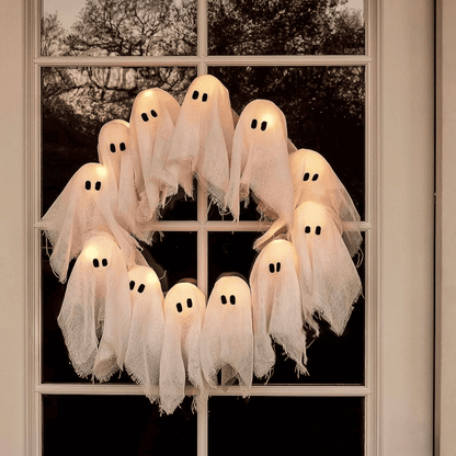 12 LED Light-Up White Ghost Garland