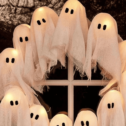 12 LED Light-Up White Ghost Garland