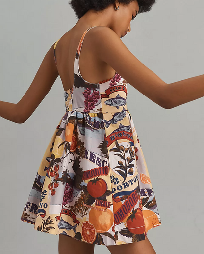 Printed layered corset jumpsuit