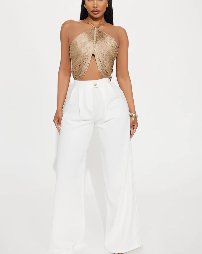 Elegant Fringe Top - Gold