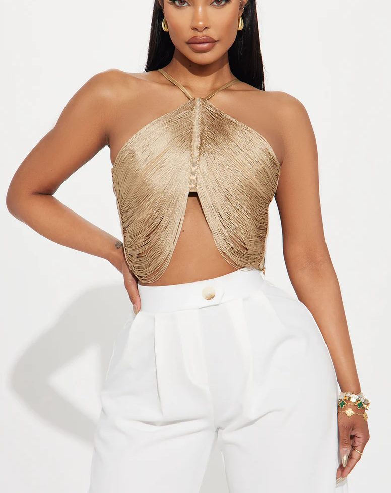 Elegant Fringe Top - Gold
