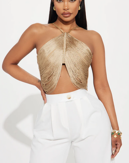 Elegant Fringe Top - Gold