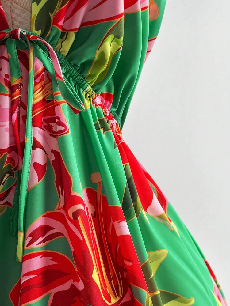 Halter Print Backless Dress