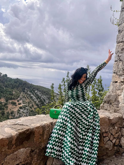 Lily mesh dress (in white and green )