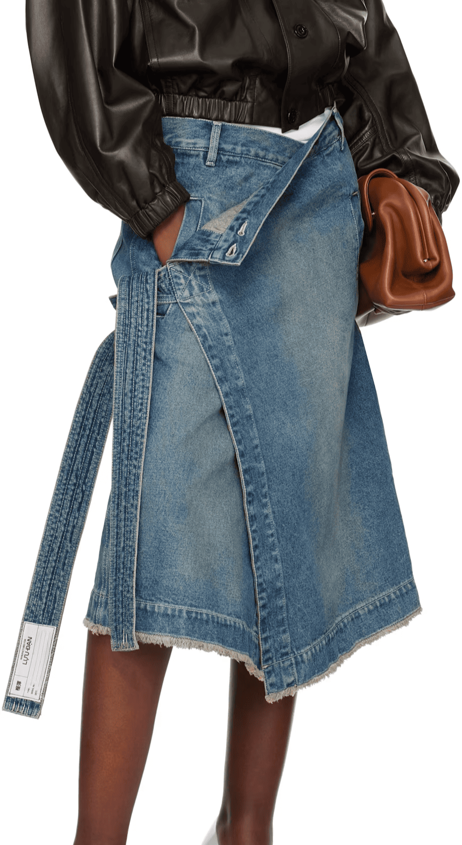 Blue Apron Denim Midi Skirt