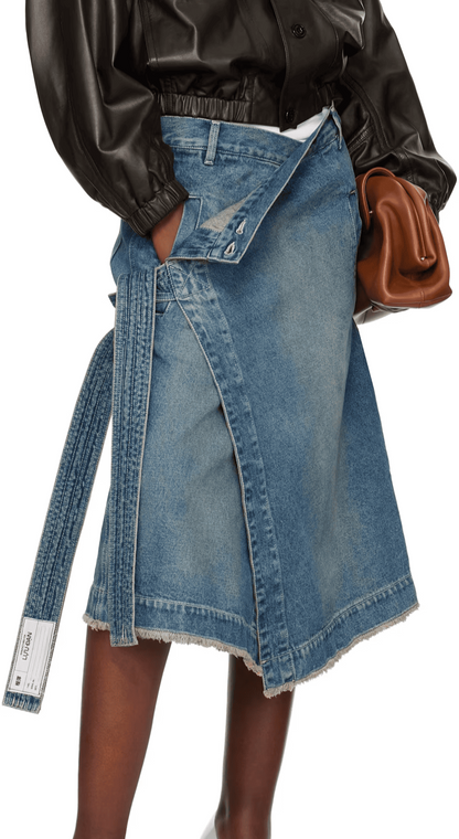 Blue Apron Denim Midi Skirt