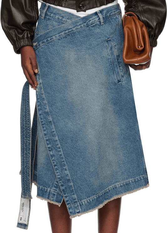 Blue Apron Denim Midi Skirt