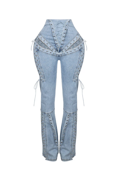 Sexy Lace-Up Denim Set