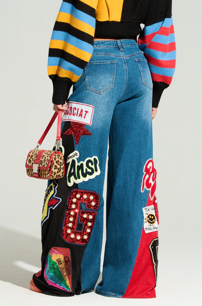 Not Sorry Patchwork Denim Jeans