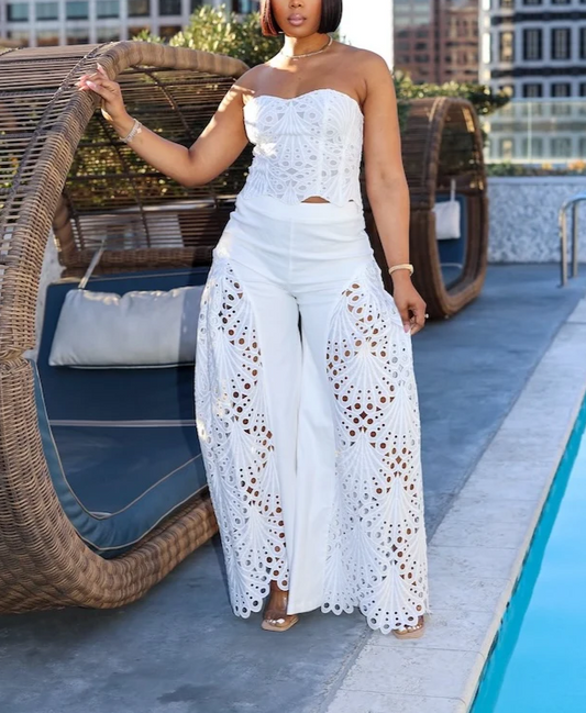 Lace tube top two piece set