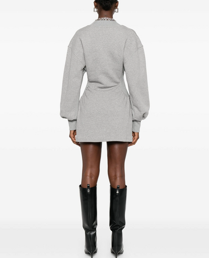 V-neck Long-Sleeves Mini Dress