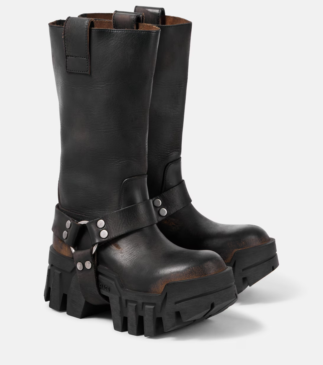 Bulldozer Harness leather biker boots