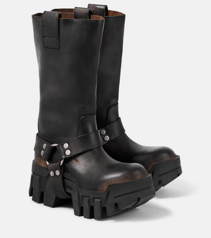 Bulldozer Harness leather biker boots