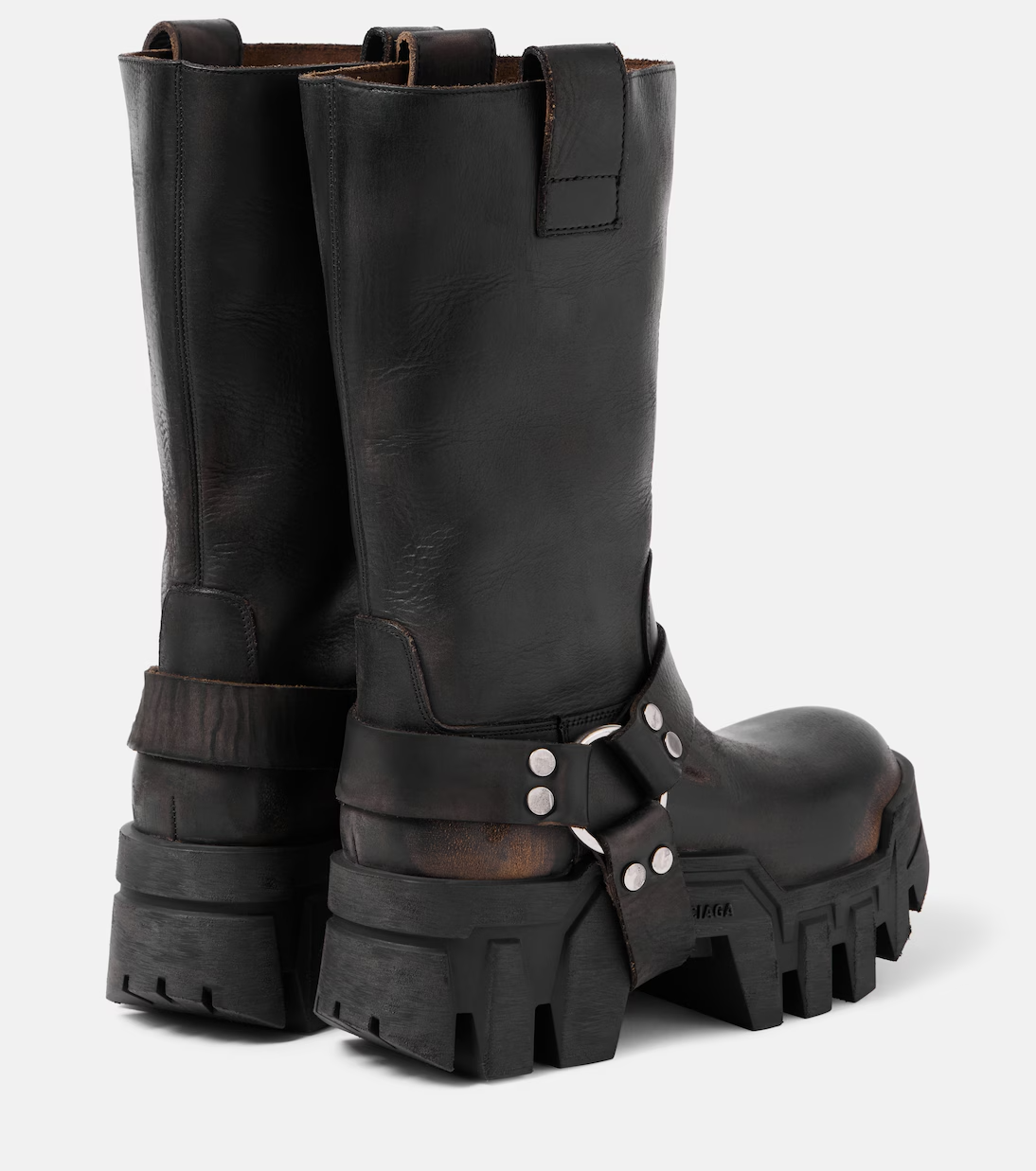 Bulldozer Harness leather biker boots